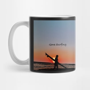 Silhouette of Surfer on Beach Mug